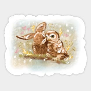 Cute two owls. Sticker